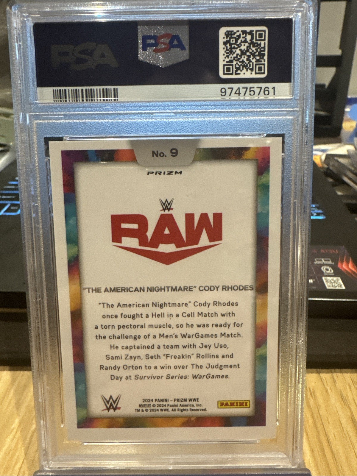 2024 Panini Prizm WWE Cody Rhodes Color Blast Case Hit #9 PSA 8