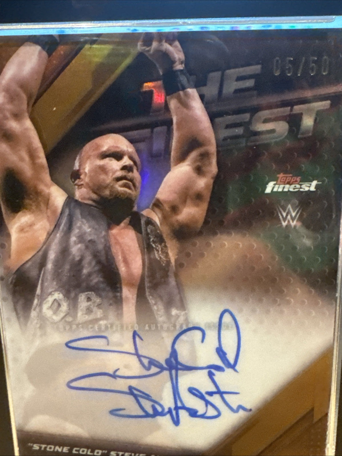 2025 Topps Finest WWE Stone Cold Steve Austin TFA-SCA The Finest Gold Auto 05/50